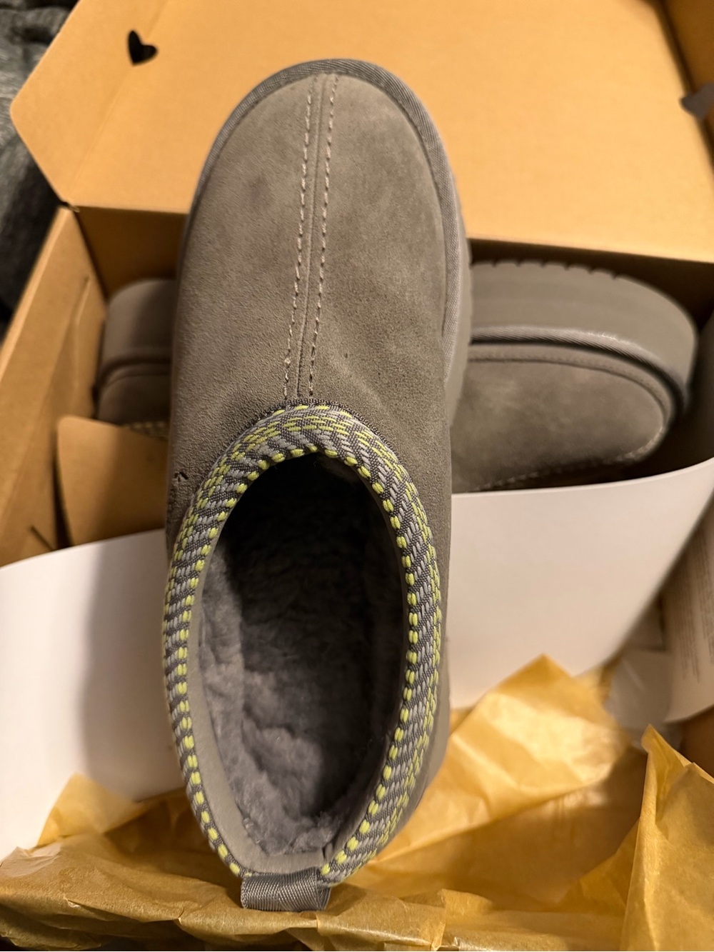Grey Suede Slip-On Winter Shoes with Wool Lining size 10